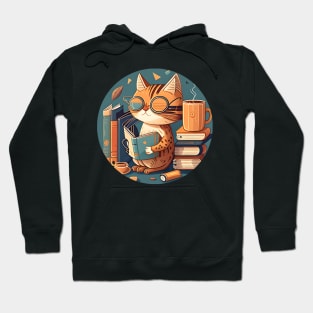 Foodilicious - Cat Caffeine Addiction Coffee Reading Book Hoodie